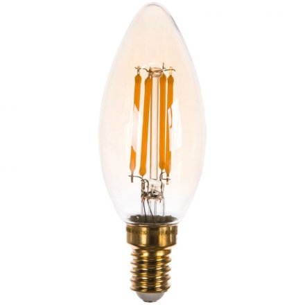 Лампа светодиодная Vintage. Форма «свеча», золотистая колба.LED-C35-5W/GOLDEN/E14 GLV21GO
