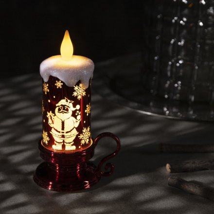 Фигура светодиодная "Свеча Дед мороз", 15х7х9 см, от бат. 3хAG13, пламя моргает, Т/БЕЛЫЙ 4357309
