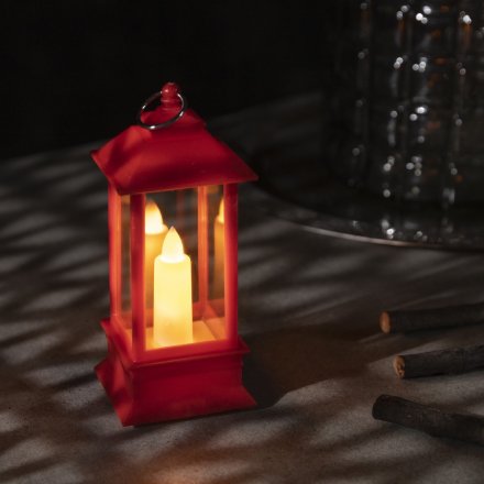 Фигура светодиодная "Фонарь красный с 1 свечой", 13х5.5х5.5 см, от бат. 3хAG13, Т/БЕЛЫЙ 4843961
