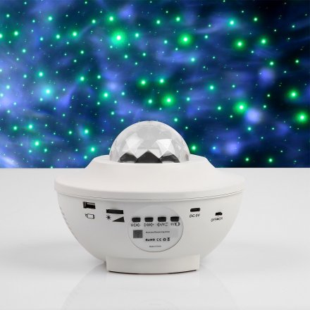 Световой прибор "Звездное небо" белый, 19х12 см, лазер/проектор, USB, Bluetooth, муз, RGB   9616741