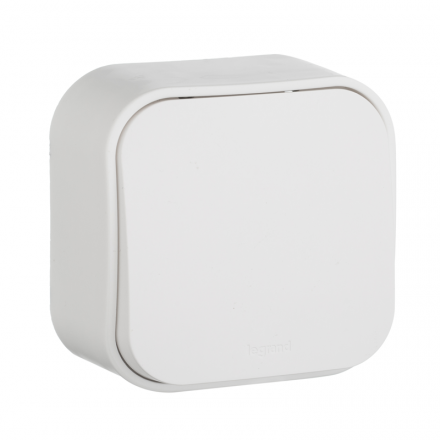 Выключатель одноклавишный проходной, 10А с монтажной пластиной, Quteo белый 782204,234363
