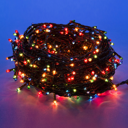 Гирлянда с контроллером 25м, 500 ламп накаливания, мульти, IP20, провод зеленый, ULD-S2500-500/DGA