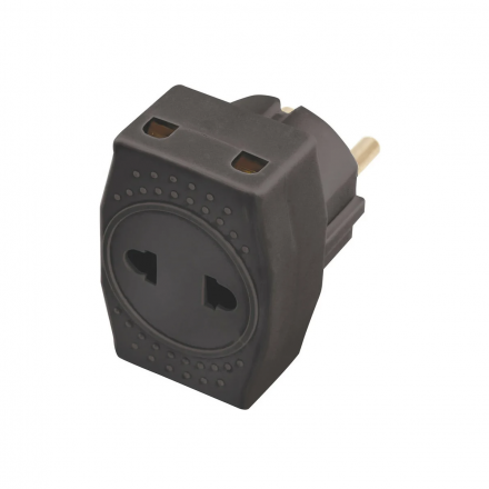 Сетевой  разветвитель плоский, 250В, 10A, IP20, черный, ADP10-16-20