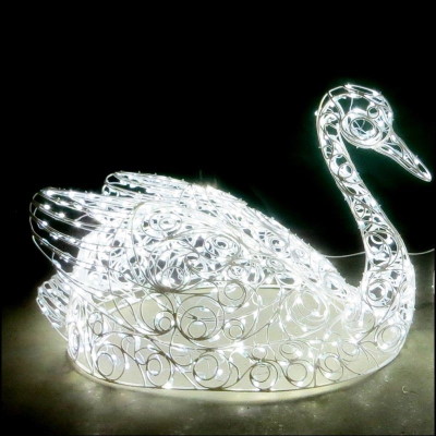 Декоративная световая фигура из металла 'Лебедь'